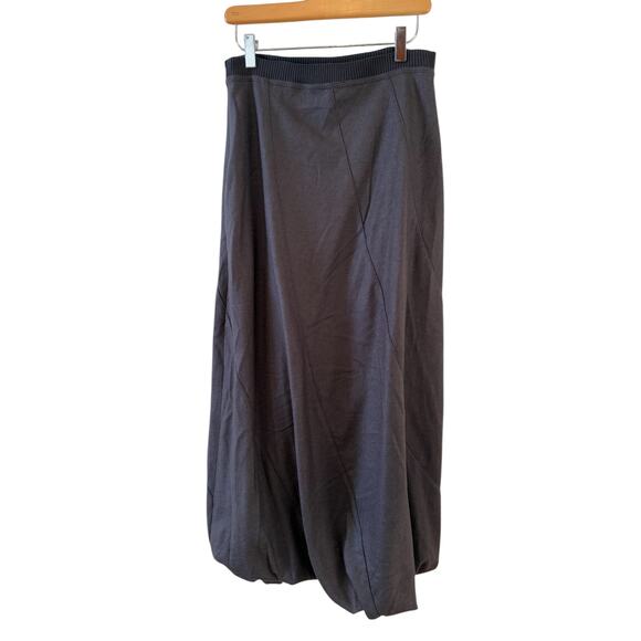 Sarah Pacini Italian Merino Wool Bubble Hem Midi Skirt Charcoal Gray - Picture 4 of 8